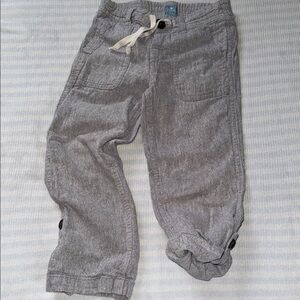 Gray Casual Elastic Waist Bottoms with Cuffed Hems